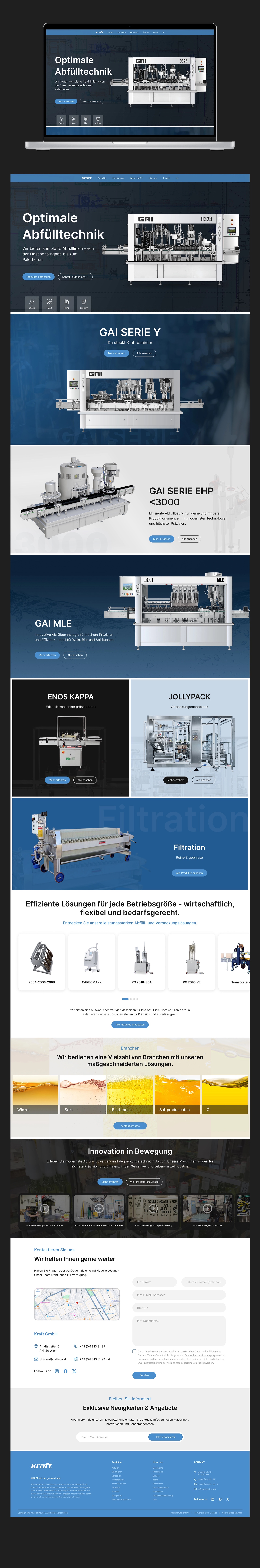 Kraft beverage filling systems industrial homepage redesign
